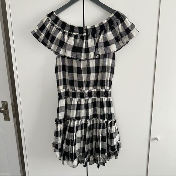 MISA Los Angeles Marielle Gingham Check Off The Shoulder Dress - Picture 5 of 8